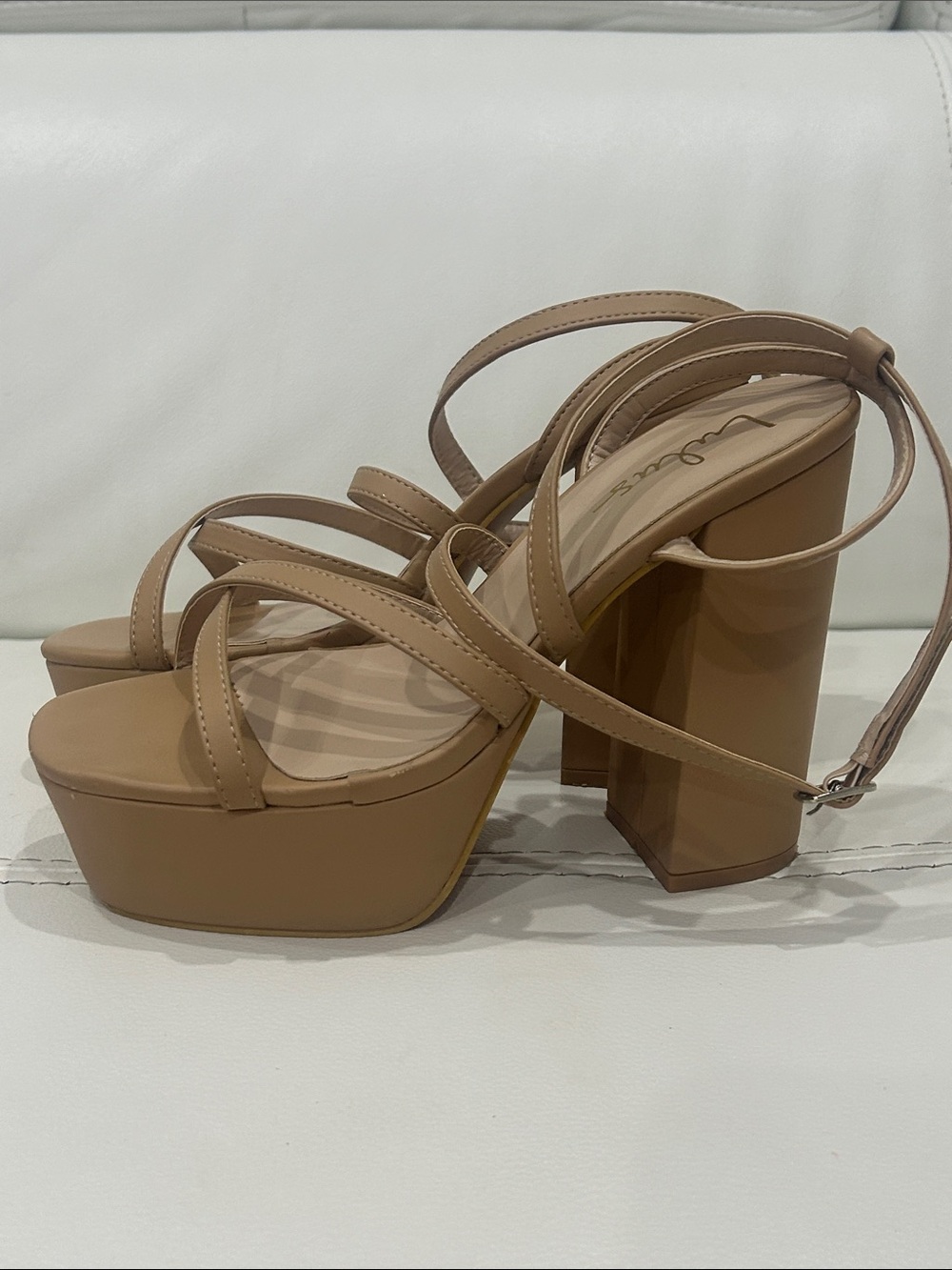 Lulu's Tan Strappy Block Heel Sandals